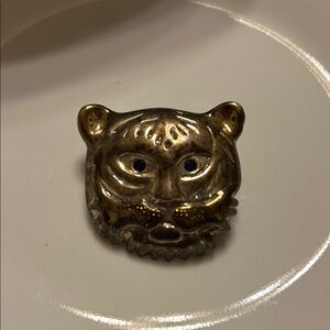 Gold and Silver Tiger Face Brooch